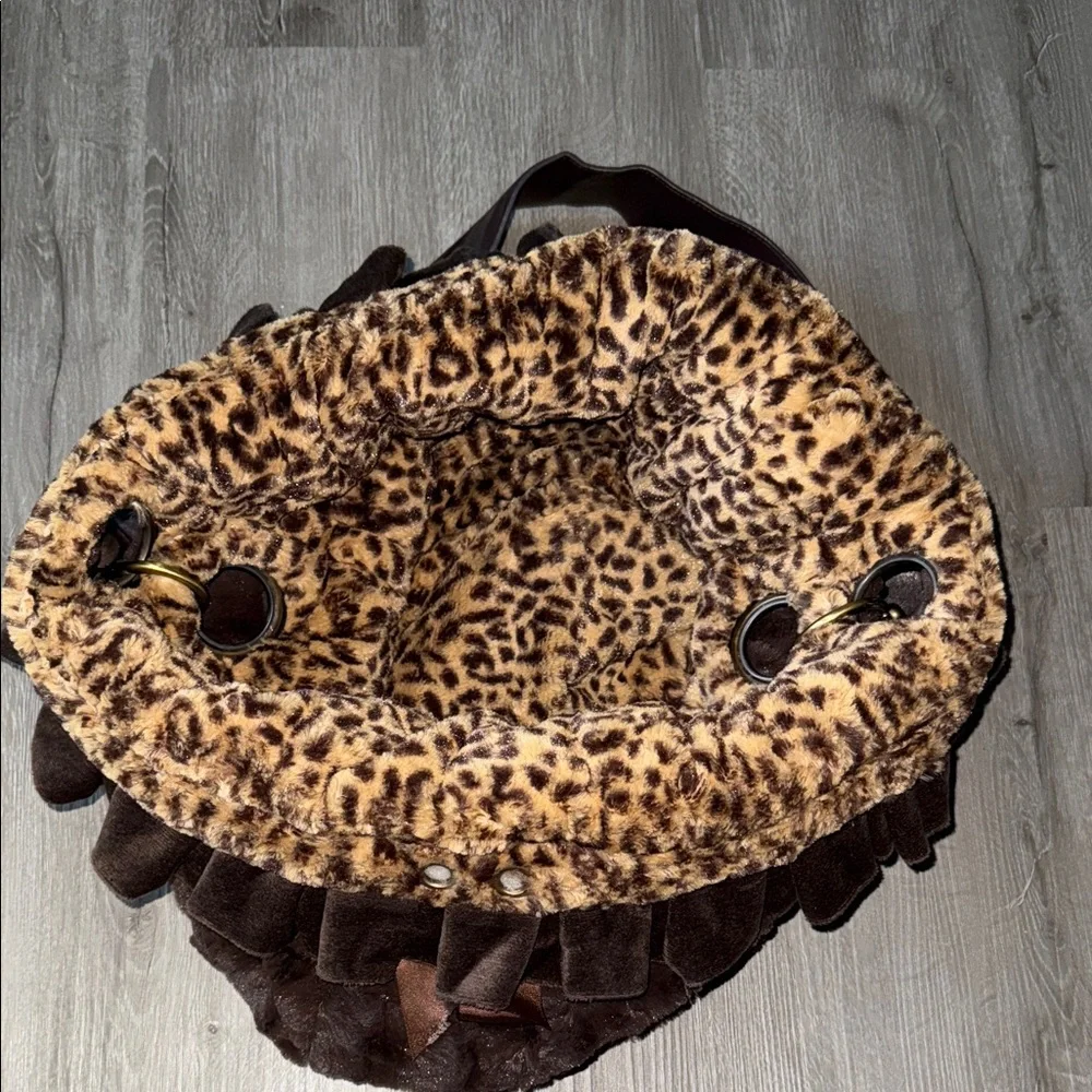 Luxury Designer PETFLYS MINKY Louis Faux Fur Leopard Bag DOG PET CARRIER